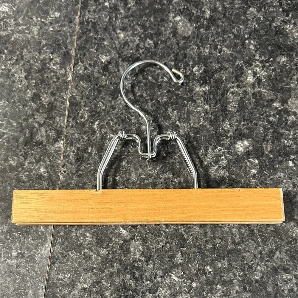 Vintage Lot of 6 Wooden Pants/Skirt Hangers With Clips